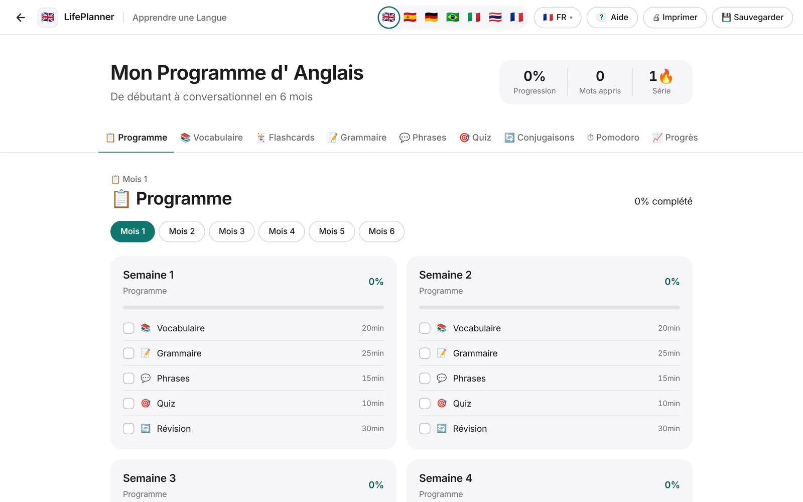 Apprendre une langue avec un programme d’anglais sur six mois et des leçons par semaine